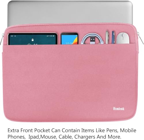 Image of Laptop Sleeve Case, 15.6 inch Computer Bag Shockproof Protective Notebook Case with Accessory Pocket, Briefcase Carrying Laptop Sleeve for 15.6 inch HP, ASUS, Dell, Lenovo, Acer - Pink