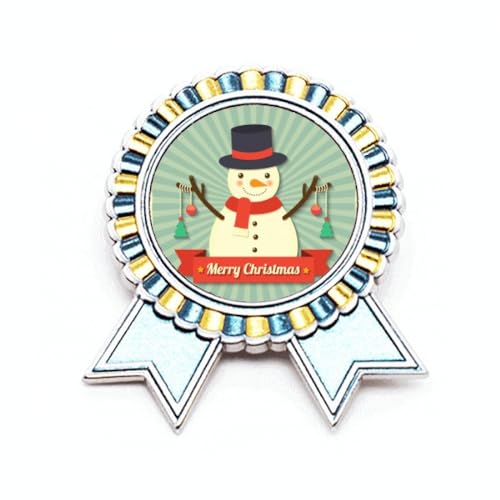 Broche bonhomme de neige avec inscription Merry Christmas en métal résistant taille M