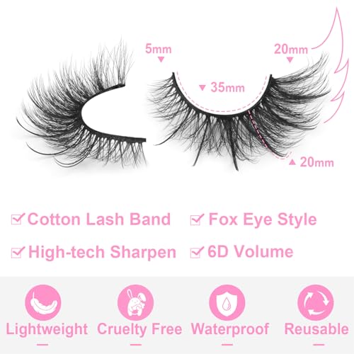 Fox Eye Lashes Wispy Faux Mink Lashes Volume Fairy Cat Eye Lashes That Look Like Extensions Spiky Fake Eyelashes Natural Look - Image 4