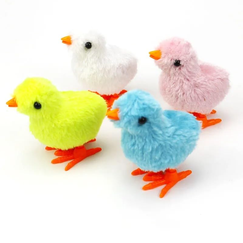 Image of Bunny and Jumping Chick Wind Up Toys Novelty Chicken Hopping Windup Toy for Kids Toddlers Adult Easter Egg Hunt Basket Stocking Stuffers Party Gifts [Multicolor] (4 PIC-Chicken-Multicolor)