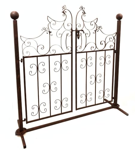 zeitzone Deko Gartentor Metall Gartentür Antik-Stil Dekoration Garten Hühner Landhausstil