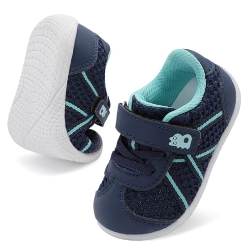 Besroad Baby Sneakers Boys Barefoot First Walking Shoes Breathable Tennis Shoes for Girls Fashion Lightweight Running Sneaker Navy 7.5-8 Toddler