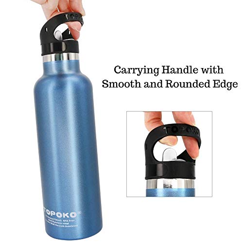 Topoko 25 Oz Double Wall Stainless Steel Water Bottle, Straw Lid With Handle, Vacuum Insulated, Sweat Proof, Leak Proof Travel Mug Sports Bottle, Keep Warm Or Cold Up To 24 Hours. (Blue) #TOP7