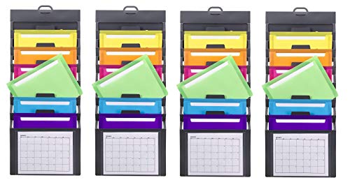 Smead Cascading Wall Organizer, 6 Pockets, Letter Size, Gray/Bright Pockets, Sold as 4 Pack (92060)