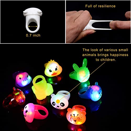 Mikulala 36 Stück LED leuchtende Ringe für Kinder, Graduation Party leuchtende Ringe für Jungen Mädchen, leuchtende Spielzeuge, Partyzubehör als Geschenke Klassenzimmer Preise mit niedlichen Tieren