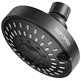 HOPOPRO High Pressure Shower Head with 5 Different Shower Modes, 4.1 Inches High Flow Showerhead for Low Pressure, Tool-less 1-Min Installation - Matte Black