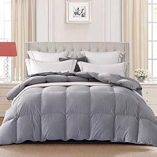 Globon Goose Down Comforter Queen Size Duvet Insert Lightweight for All Season,650 Fill Power,100% Cotton Shell with Corner Tabs, Grey…