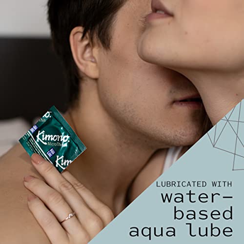 Kimono Microthin Plus Aqua Lube Condoms I Lubricated With Water Based Lube I Our Thinnest Condoms Ever I 5X Tested, Stronger, Reliable I Made With Odorless Premium Natural Latex I 24 Count #TOP5