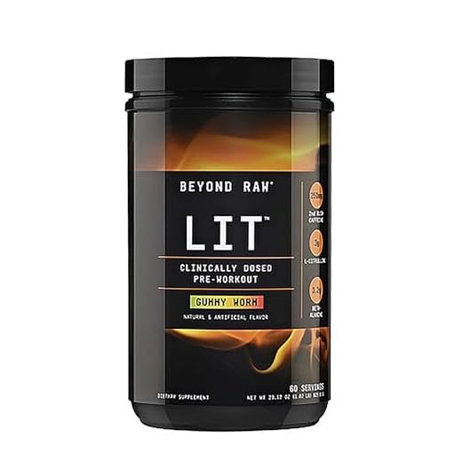 BEYOND RAW LIT | Clinically Dosed Pre-Workout Powder | Contains Caffeine, L-Citruline, and Beta-Alanine, Nitrix Oxide and Preworkout Supplement | Gummy Worm | 60 Servings