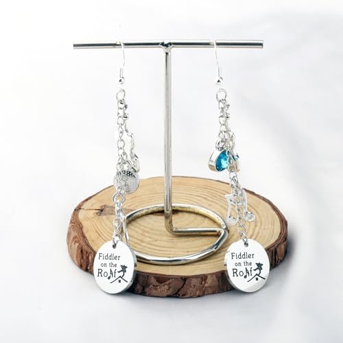 Image of FAADBUK Fiddler Musical Inspired Charm Bracelet Broadway Musical Gift Fiddler Fan Gift Opening Night Gift (Fiddler Earring), Small