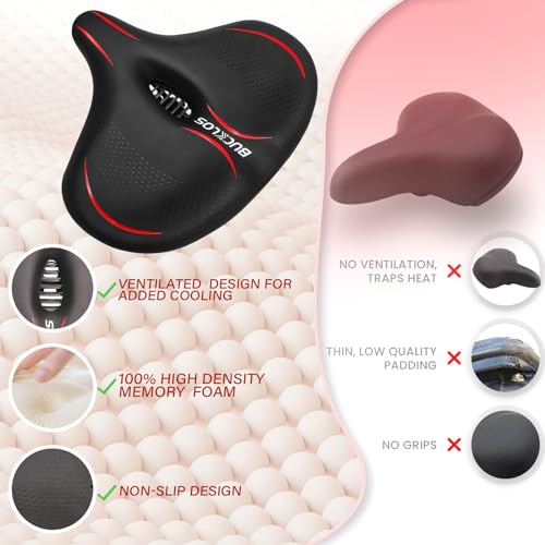 Image of BUCKLOS Wide Bike Seat for Men Women Ebike Seats Comfort Extra Large Comfortable Bicycle Seats Saddle for Ebike /Crusier /Exercise /Peloton Bike
