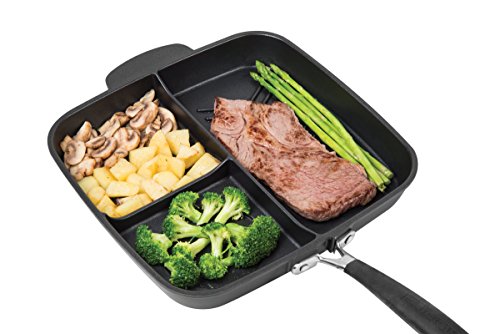 MasterPan Non-Stick 3 Section Meal Skillet, 11", Black - Thumbnail 3