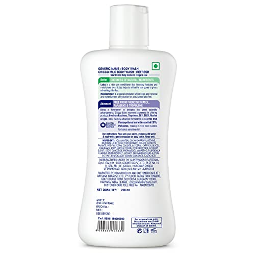 Chicco Baby Moments Mild Body Wash Refresh, New Advanced Formula with Natural Ingredients, No Tears & Soap-Free, Mild formula for Baby’s Body wash, No Phenoxyethanol and Parabens (200ml) - Image 10 thumbnail