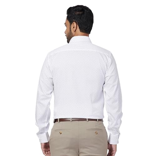 Image of Raymond Men Cotton Slim Fit Print Pattern Semi Cut Away Collar Formal Shirt