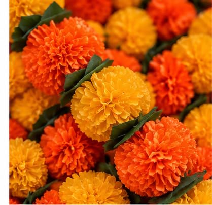 Best Artificial Flower Garlands: Festive Floral Decor 54 MISHI 10 Pcs Artificial Marigold Garland Orange Genda Phool Mala ...