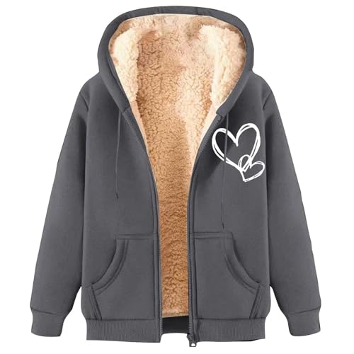 Xiaojmake Sherpa Fleece Lined Hoodie Sweatshirt Women Plus Size Graphic Soft Fuzzy Jacket Winter Fall Warm Zip Up Hooded Coat