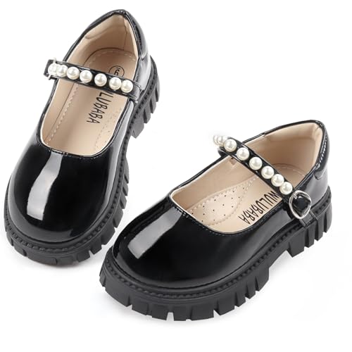 Image of Wulubaba Toddler Girl Dress Shoes Bow Black Dress School Shoes Princess Mary Jane for Toddler /Little Girl