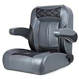 NESHULT Premium Low Back Reclining Pontoon Captain's Chair Bucket Boat Seat with Removable Armrest,Charcoal/Black