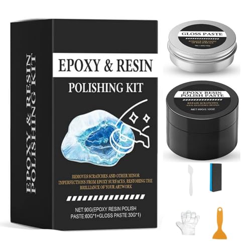 Resin Polish Epoxy Resin Polishing Kit Premium Epoxy Polishing Compound for Scratching Sanding Polish and Restore Shine for Metal & Stone Table Countertop & Jewelry Removes Scratches & Scuffs