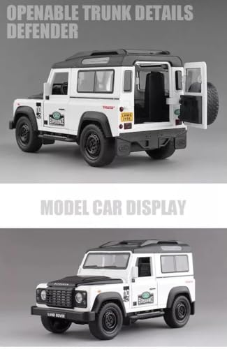 Image of 1:32 Land Rover Defender SUV 110 - Black Alloy Diecast Pullback Metal Car Toy with Sound Light & Opening Doors - Great Gift Toy for Kids
