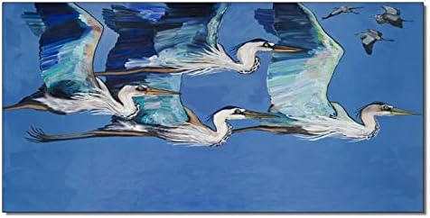 Heron Flying Canvas Art Animal Painting Poster Canvas Art Poster Wall Art Picture Print Modern Family Bedroom Decor 24x48inch(60x120cm) Frame-Style