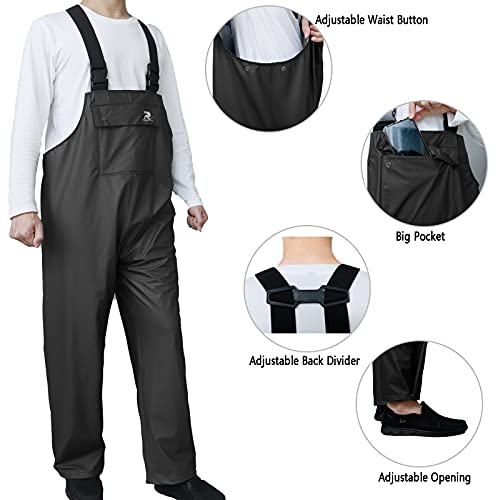 RainRider Rain Pants for Men Women Waterproof Rain Gear Bib Overalls