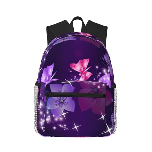 Sac à dos noir imprimé papillon décontracté One Size pour tous âges