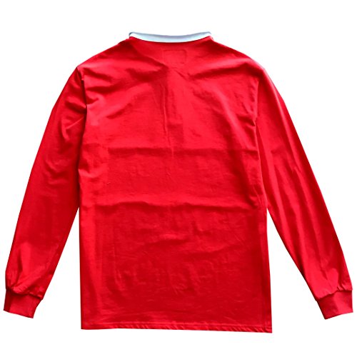 Kings Of NY Classic Mens Long Sleeve Sports Polo Rugby Shirt Medium Red