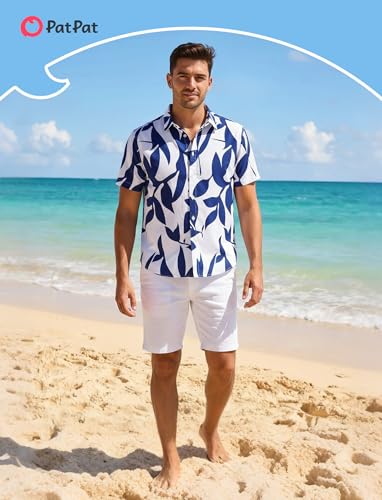 Image of PATPAT Couples Matching Outfits Hawaiian Women Dresses & Men Shirts | Matching Cruise Outfits for Couples, Beach Vacation Outfits, Spaghetti Strap Midi Sundress, Men Boho Tropical Print Shirt