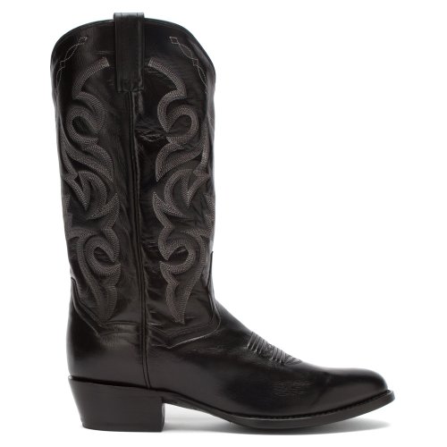 Image of Dan Post Mens Milwaukee Embroidered Narrow Round Toe Casual Boots Mid Calf - Black