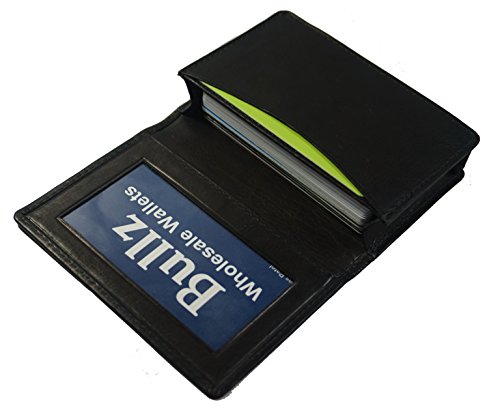 Genuine Leather Bi-fold Credit Card Holder Black (Black)
