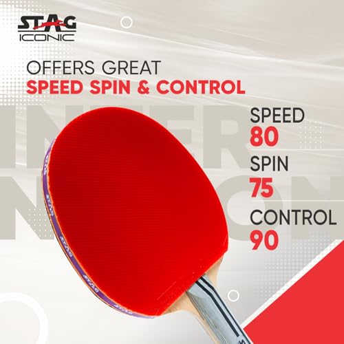 Image of International Table Tennis Racquet | 6 Ply Blade | 3 mm Sponge | High Control & Power | Red /Black