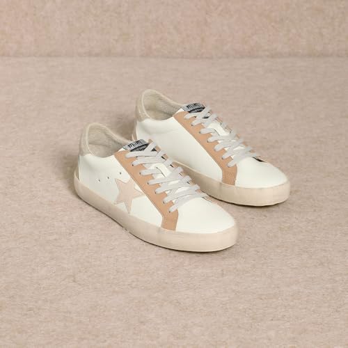 Image of Mi.iM Sofia Women's Low Top Star Sneakers - Fashion Lace-Up Shoes with Cushioned Insole and Rubber Sole