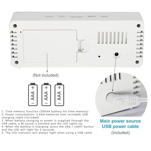 Image of REACHER Digital LED Mirror Alarm Clock|Table Smart Alarm Back Light Clock for Students, Office, Home & Bedroom with Sensor Date & Temperature for Heavy Sleeper 12 /24Hr Time, USB /Battery Powered
