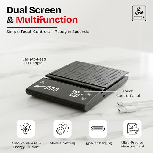 Image of New Horrizon Digital Scales, Kitchen Scales Digital, Pocket Scales, 0.01g x 500g, Food Scale LCD Display, Jewellery Scales Weighing Scales Kitchen (0.3g x 3000g)