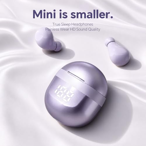 Image of Xmenha Invisible Mini Small Earbuds Wireless Bluetooth, Purple Comfortable Discreet Tiny Hidden Micro Smallest Sleep Earbuds Low Profile Headphones for Work Ear Buds for Small Ears Canals Women