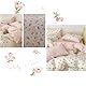 Lanqinglv Bettwäsche 135x200 cm Rosa Weiß Blumen Blätter Wende Bettwäsche für Allergiker,Aesthetic Bettwäsche Set ÖKO-TEX Bettbezug mit Reißverschluss und 1 Kissenbezug 80x80 cm