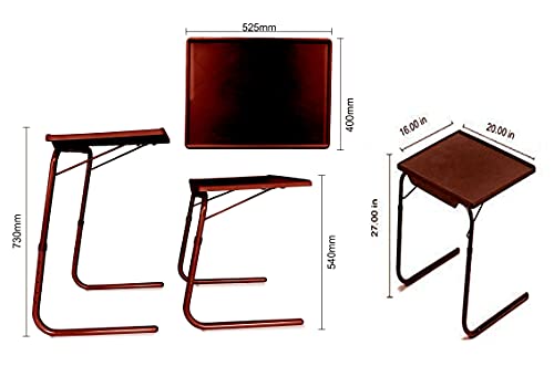 Image of Multipurpose Laptop Study Table Strong Top 6 Heights 3 Angles Portable Adjustable Foldable (Brown, Metal)