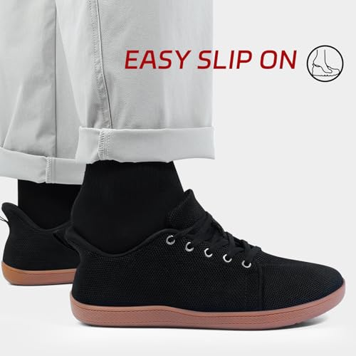 Image of Non Slip Work Shoes for Women Wide Toe Box Food Service Shoes for Chef Kitchen, Restaurant, Hospital Black Slip Resistant Walking Zero Drop Sneakers 5w - 11w