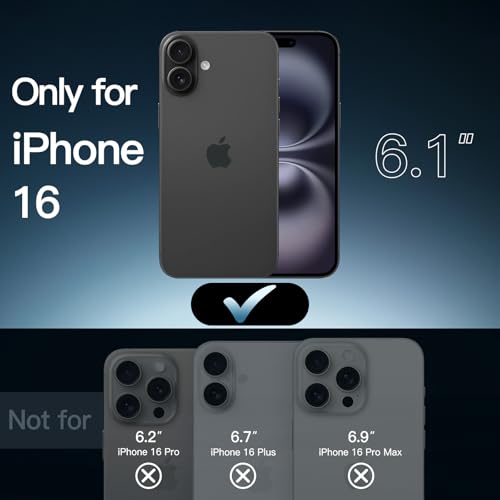 Image of JETech Cover Case for iPhone 16 6.1-Inch, Non-Yellowing Phone Bumper Cover, Anti-Scratch Clear Back (Black)