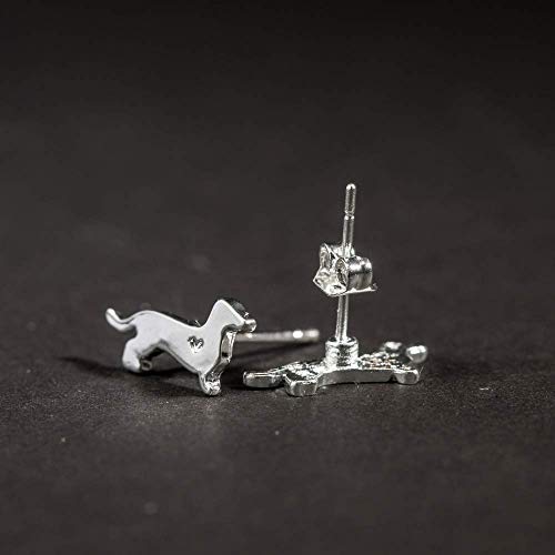 Dachshund Gifts Stud Earrings: Animal Earring Gift Set For Women Wiener Dog Paw Jewelry (Silver Paw Print Bundle) #TOP3