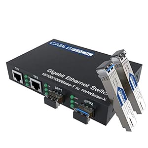 CableRack Gigabit Media Converter Multimode to Singlemode All-in-one (3 Configurations) Fiber Switch with Dual 10/100/1000M Ethernet Ports (1 Pack)