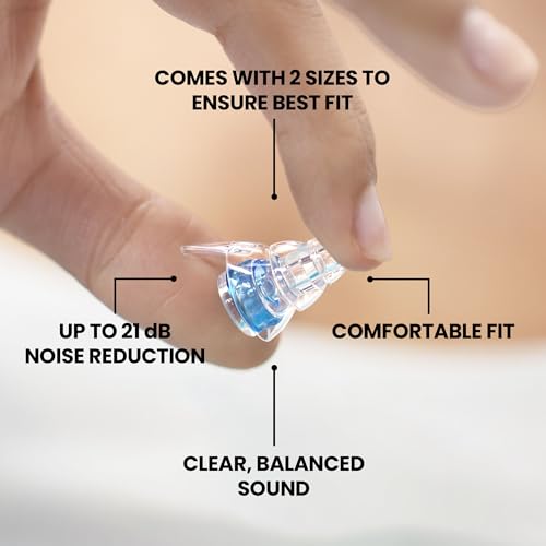 Image of Eargasm High Fidelity Blue Earplugs for Concerts, Festivals, Musicians, DJs, Night-Life, Motorcycle Hearing Protection - Reusable Ear Plugs for High Fidelity Noise Reduction up to 21 dB