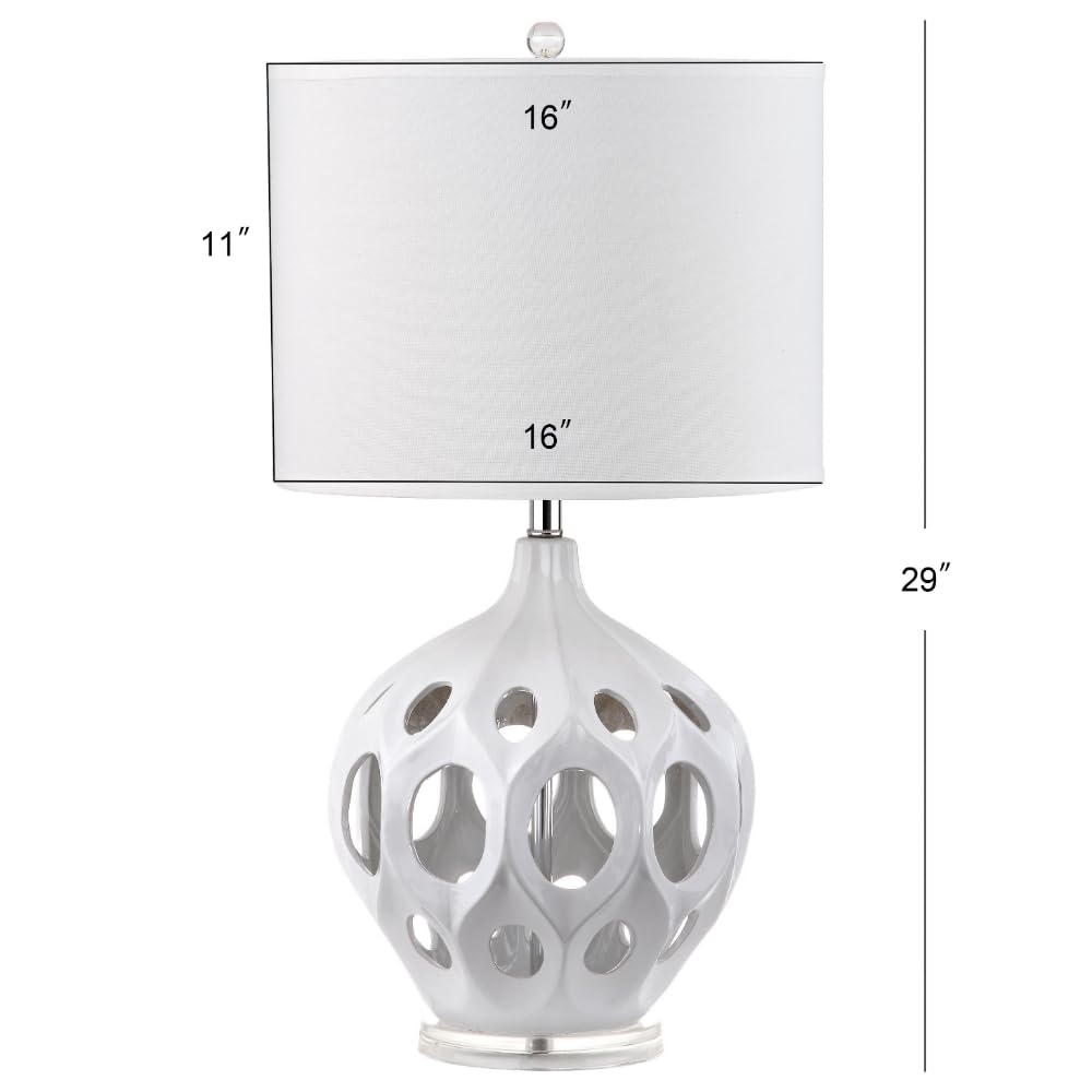 Lighting Collection Regina - Lámpara de mesa moderna de cerámica blanca de 29 pulgadas para dormitorio, sala de estar, oficina en casa, escritorio, mesita de noche (bombilla LED incluida) 3