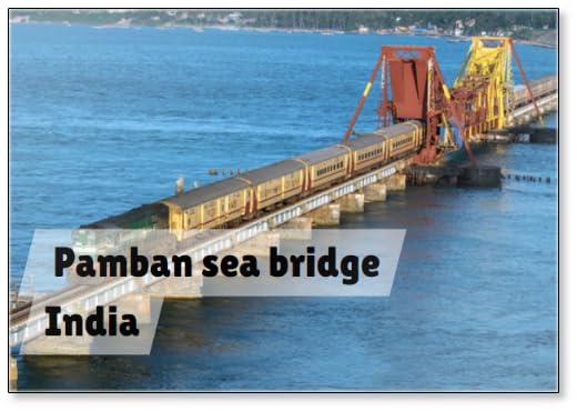 Indian Railways Passenger Train Crossing Historical, 2 Kms Long Pamban Sea Bridge. Fridge Magnet