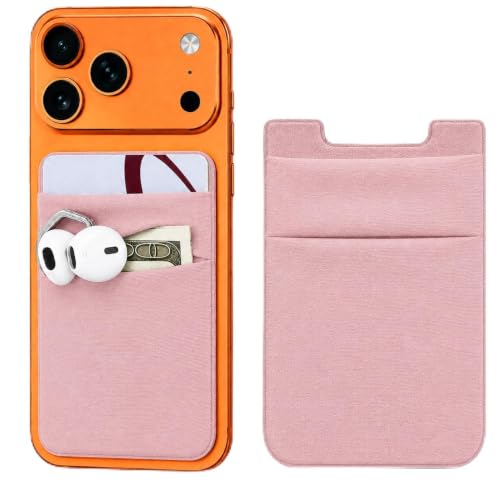 Image of Mizi (2 Pack Adhesive Phone Stretchy Wallet, Card Holder for Back of Phone Stick on Phone Cases for iPhone /Android /Samsung Galaxy - Pink
