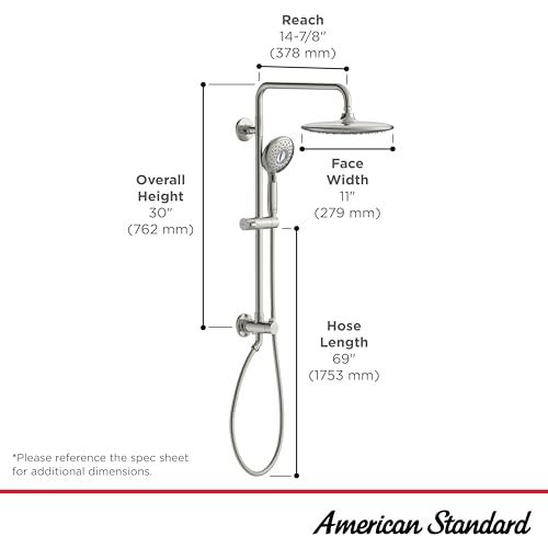 American Standard 1029072950 Spectra Versa 24-Inch 4-Function Retrofit Shower System with Rain Shower Head with Handheld Sprayer, 1.8 GPM, Brushed Nickel thumbnail 5