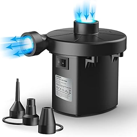 Electric Air Pump, VOXON 130W Quick Fill Inflate & Deflate Electric Air Pump with 3 Nozzles, Portable Electric Pump for Inflatables, Air Bed, Sofa, Mattress, Paddling Pool, Camping Cover