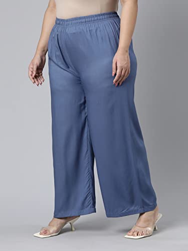 Image of GO COLORS Soft Viscose Basic Palazzo Full Length for Women| Breathable, Mid Rise, Relaxed Fit