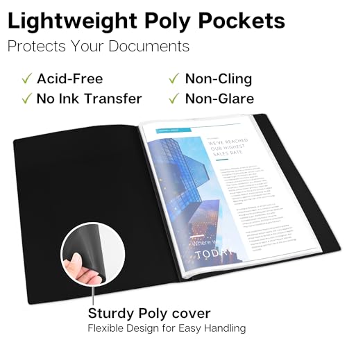 Dunwell Small Binders with Sleeves - Presentation Books 5.5x8.5 (2-Pack, Black), 24-Pockets, Displays 48 Half Size Pages or 5.5 x 8.5 Mini Booklets, Acid-Free Archival Quality